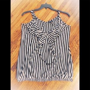 City Chic B&W striped ruffle tank